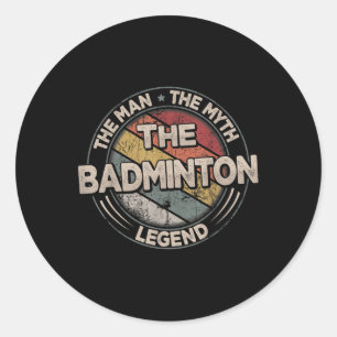 De Badminton Legenden Retro Shuttle Heren Badminto Ronde Sticker