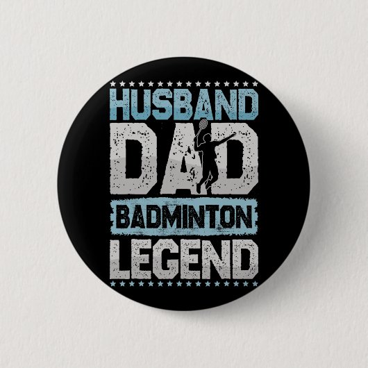 De Badminton Legends Retro Shuttle Mannen Ronde Button 5,7 Cm (Voorkant)
