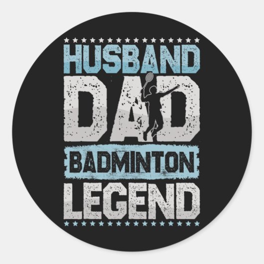 De Badminton Legends Retro Shuttle Mannen Ronde Sticker (Voorkant)