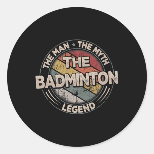 De Badminton Legends Retro Shuttle Mannen Ronde Sticker (Voorkant)