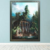 De badpool door Hubert Robert 2e editie Canvas Afdruk (Insitu (Houten vloer))
