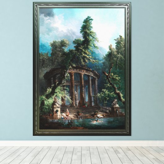 De badpool door Hubert Robert 2e editie Canvas Afdruk (Insitu (Houten vloer))