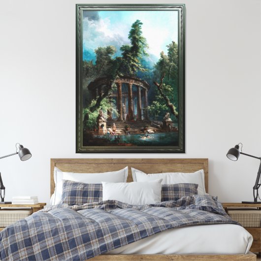 De badpool door Hubert Robert 2e editie Canvas Afdruk (Insitu (Slaapkamer))