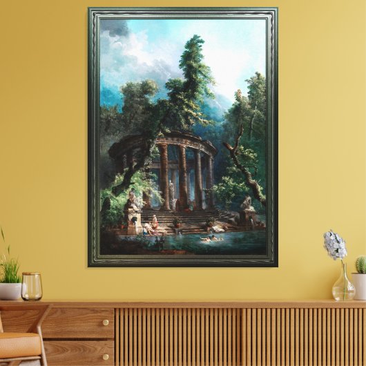 De badpool door Hubert Robert 2e editie Canvas Afdruk (Insitu (Woonkamer))