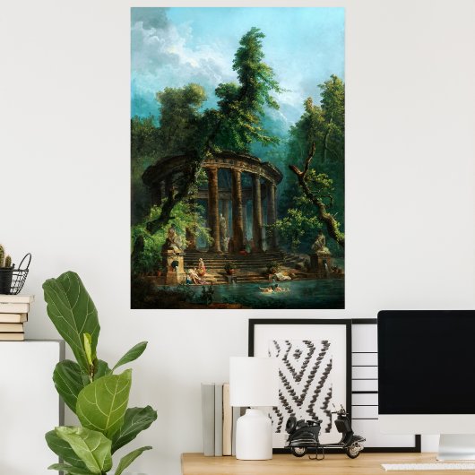 De badpool door Hubert Robert Poster (Thuiskantoor)