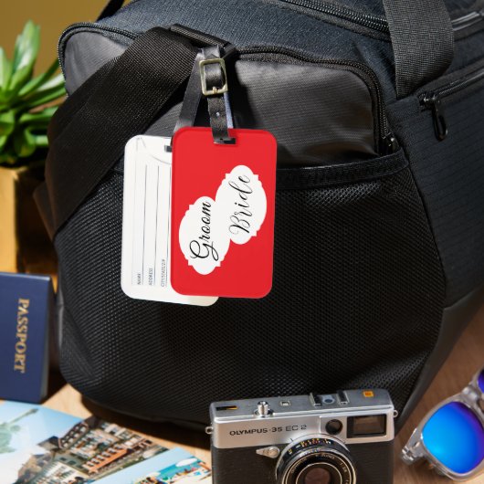 De Bagagelabels van het moderne paar - bruiloft (Voorkant & Achterkant)