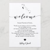 De Bahama's bruiloft welkomstbrief en reisroute Programmakaart (Voorkant)