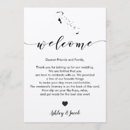 De Bahama's bruiloft welkomstbrief en reisroute Programmakaart