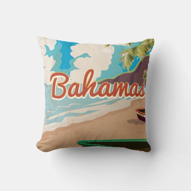 De Bahama's vintage Reisposter. Kussen (Voorkant)