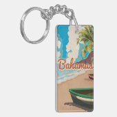De Bahama's vintage Reisposter. Sleutelhanger (Voorkant Links)