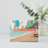 De Bahama's Vintage Vakantie reis kunst Briefkaart (Staand voorkant)