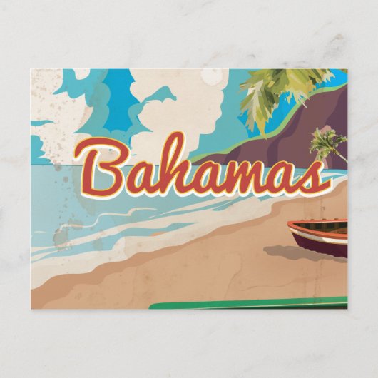De Bahama's Vintage Vakantie reis kunst Briefkaart (Voorkant)