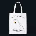 De Bahamas Wedding Welcome Bag, Zwart & Goud Tas Boodschappentas<br><div class="desc">Vul deze welkomsttas met favoriete goodies voor uw gasten om van te genieten wanneer ze aankomen in de Bahama's!</div>