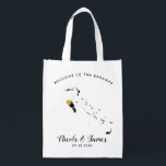De Bahamas Wedding Welcome Bag, Zwart & Goud Tas Boodschappentas<br><div class="desc">Vul deze welkomsttas met favoriete goodies voor uw gasten om van te genieten wanneer ze aankomen in de Bahama's!</div>