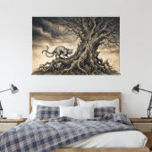 De Bakeneko Onder Kromme Takken Canvas Afdruk (Insitu (Slaapkamer))