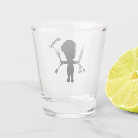 De Baker snijdt zijn gereedschap / gereedschap Shot Glas (Achterkant)