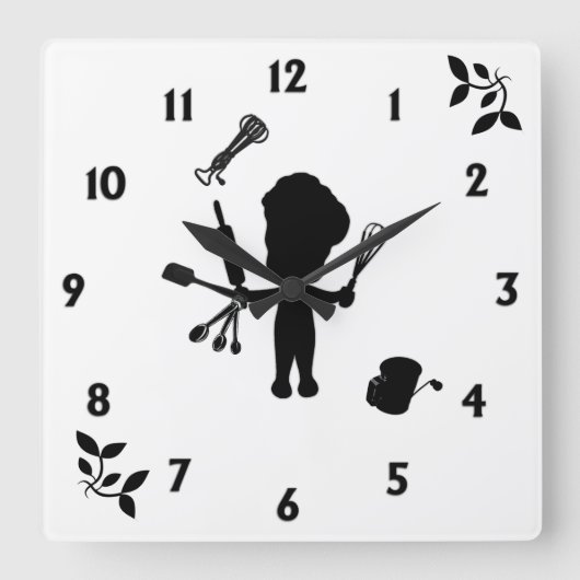 De Baker snijdt zijn gereedschap / gereedschap Vierkante Klok (Voorkant)