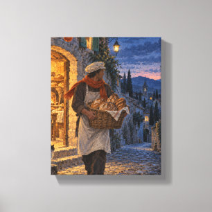De bakker om middernacht op de Blauwe Straat - Spr Canvas Afdruk