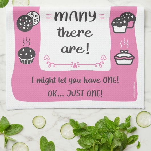 De bakker theedoek cadeau (roze) (Gevouwen)