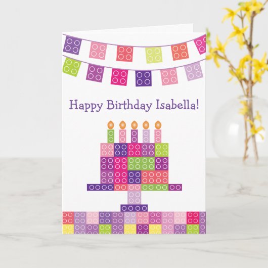 De Bakstenen van de Bouw van het meisje blokkeert Kaart (Gele Bloem)