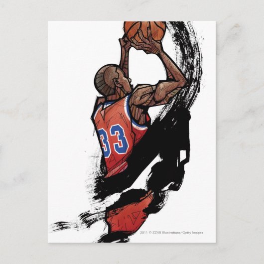 De bal van de de spelerholding van het basketbal briefkaart (Voorkant)