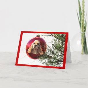 De Bal van de Kerstkaart van de cocker-spaniël Feestdagen Kaart