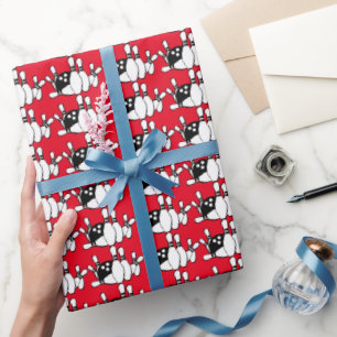 De bal van het kegelen en van het speldenpatroon cadeaupapier