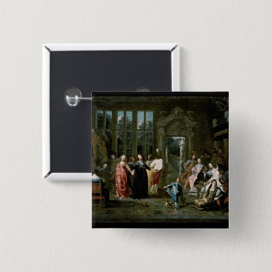 De bal vierkante button 5,1 cm (Voorkant /achterkant)