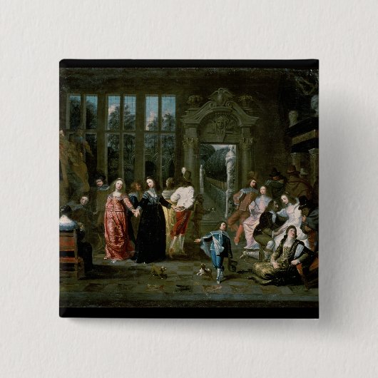 De bal vierkante button 5,1 cm (Voorkant)