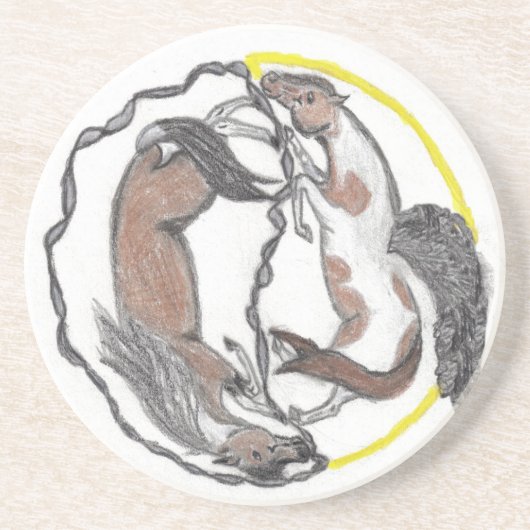 De balans tussen moeder en dochter zandsteen onderzetter (Voorkant)