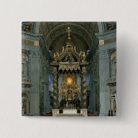 De Baldacchino, het hoge altaar en de stoel Vierkante Button 5,1 Cm (Voorkant)