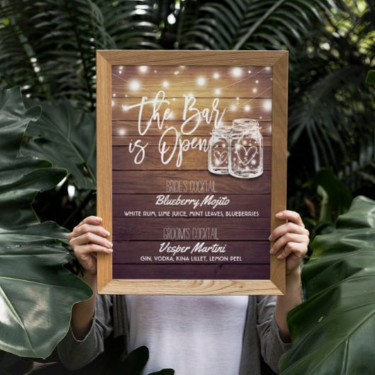 De balk is Mason Jars Wedding Sign van het menu Op Poster