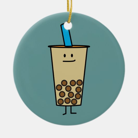 De ballen van de Tapioca van de Thee van de Melk Keramisch Ornament (Voorkant)