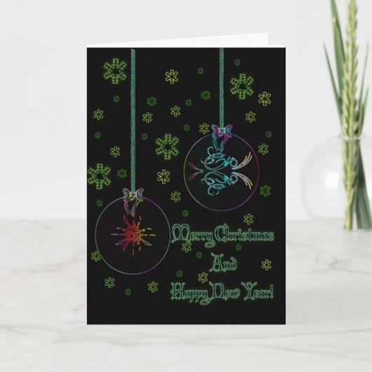 De Ballen van Kerstmis van het neon Feestdagen Kaart (Voorkant)