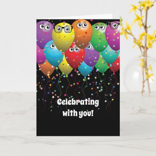 De ballonbos van de verjaardag van groep kaart (Gele Bloem)