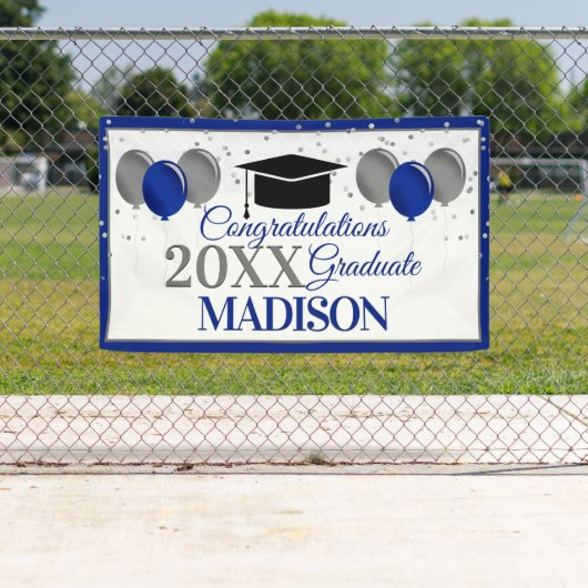 De ballonnen en de Confetti feliciteren Afstuderen Spandoek (Insitu)