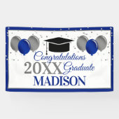 De ballonnen en de Confetti feliciteren Afstuderen Spandoek (Horizontaal)