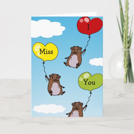 De ballons van de hamster, mis ik u feestdagen kaart (Voorkant)