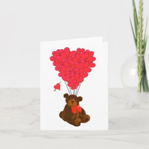 De ballons van de teddybeer en van het hart feestdagen kaart
