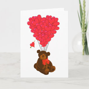 De ballons van de teddybeer en van het hart feestdagen kaart