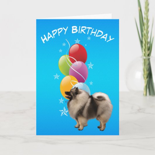 De Ballons van Keeshond en van de Verjaardag Kaart (Voorkant)