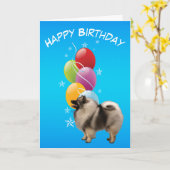 De Ballons van Keeshond en van de Verjaardag Kaart (Gele Bloem)