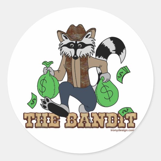 De Bandit Raccoon Ronde Sticker (Voorkant)