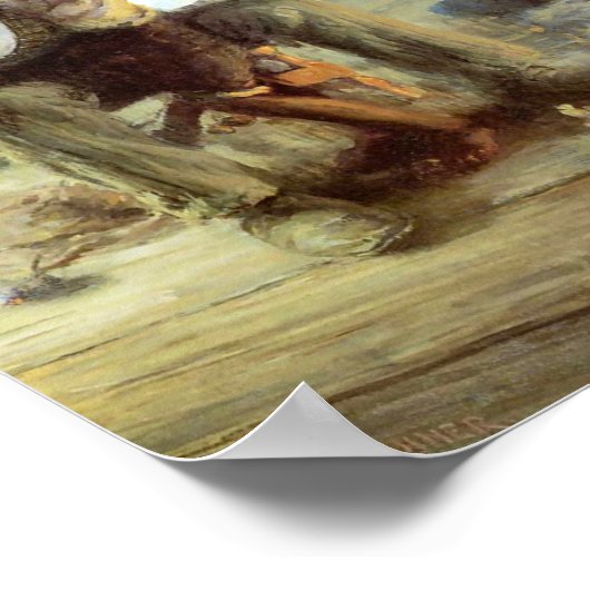 De Banjo Lesson van Henry Ossawa Tanner Poster (Hoek)