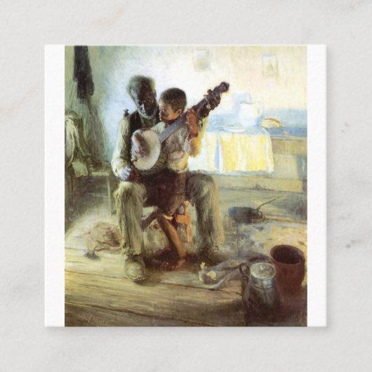 De Banjo Lesson van Henry Ossawa Tanner Vierkante Visitekaartje (Voorkant)