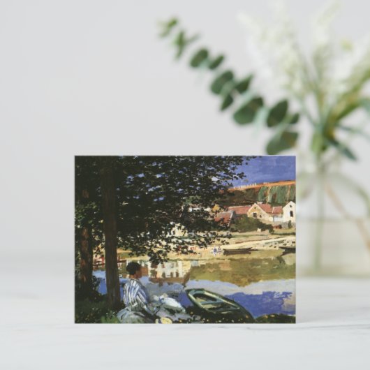 De Bank of the Seine, Bennecourt door Claude Monet Briefkaart (Staand voorkant)