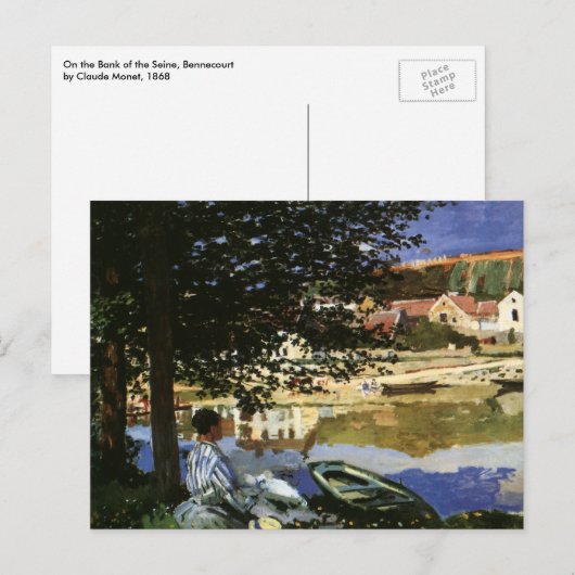 De Bank of the Seine, Bennecourt door Claude Monet Briefkaart (Voorkant / Achterkant)
