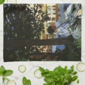 De Bank of the Seine, Bennecourt door Claude Monet Theedoek (Gevouwen)