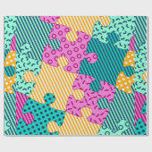 De banner met geometrische puzzels, Memphis backgr Cadeaupapier (Vlak)