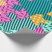 De banner met geometrische puzzels, Memphis backgr Cadeaupapier (Hoek)